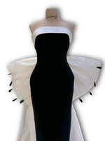 Load image into Gallery viewer, A queen-style dress, crepe with shantung attached-skirt.