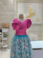Load image into Gallery viewer, Double-cloche dress, sequins flower with luxurious shantung
