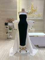 Load image into Gallery viewer, A queen-style dress, crepe with shantung attached-skirt.
