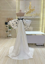 Load image into Gallery viewer, A queen-style dress, crepe with shantung attached-skirt.
