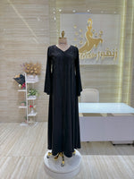 Load image into Gallery viewer, A soft pink, off-the-shoulder dress with delicate lace details, perfect for an engagement party.