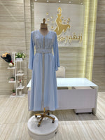 Load image into Gallery viewer, A captivating mauve, double-cloche dress with a flattering waistline, perfect for a special occasion.exclamation