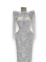 Load image into Gallery viewer, A unique, blue, single-cloche dress crafted with love, perfect for a family gathering.