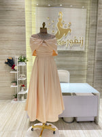 Load image into Gallery viewer, A captivating mauve, double-cloche dress with a flattering waistline, perfect for a special occasion.exclamation