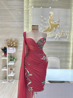 Load image into Gallery viewer, A stunning, knee-length dress with delicate lace details, ideal for celebrating an engagement