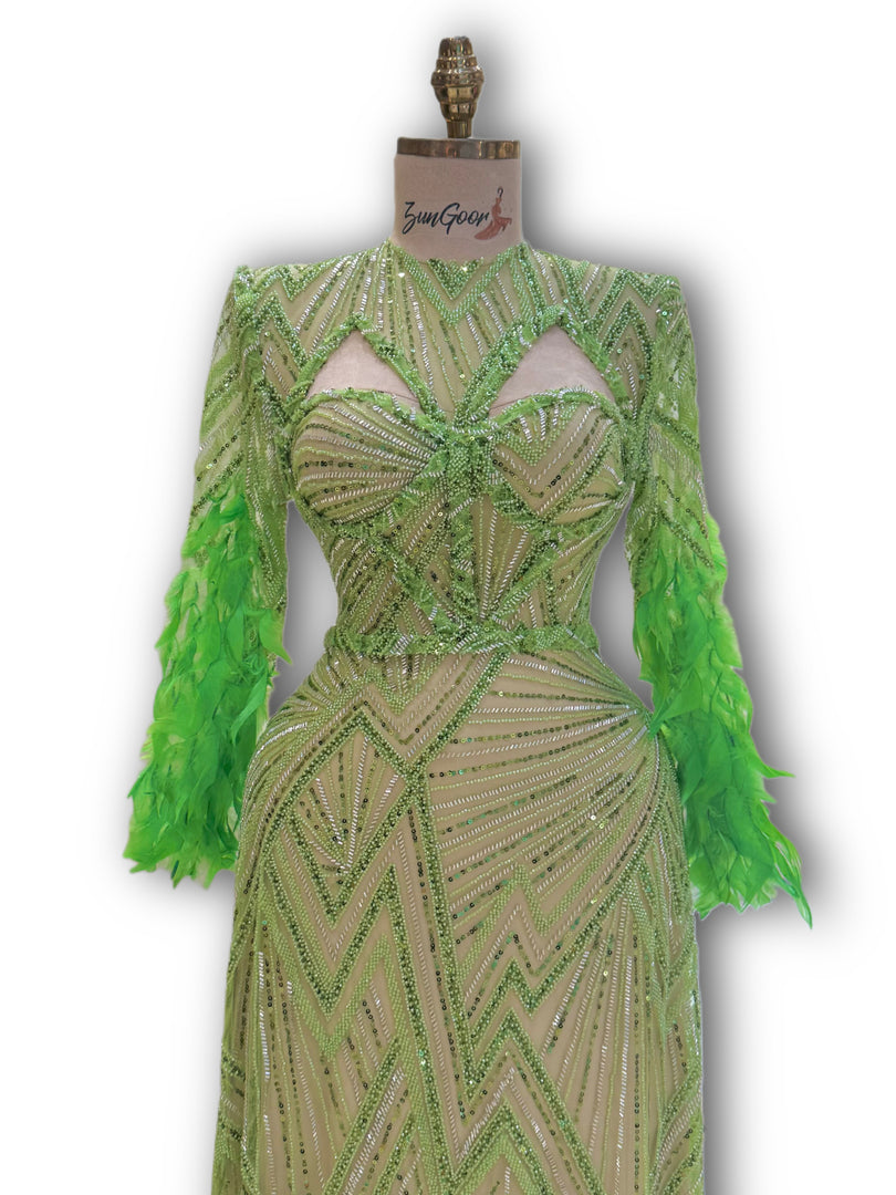Lime-green Haute couture dress ZUNGOOR Lime-green Haute couture dress ZUNGOOR