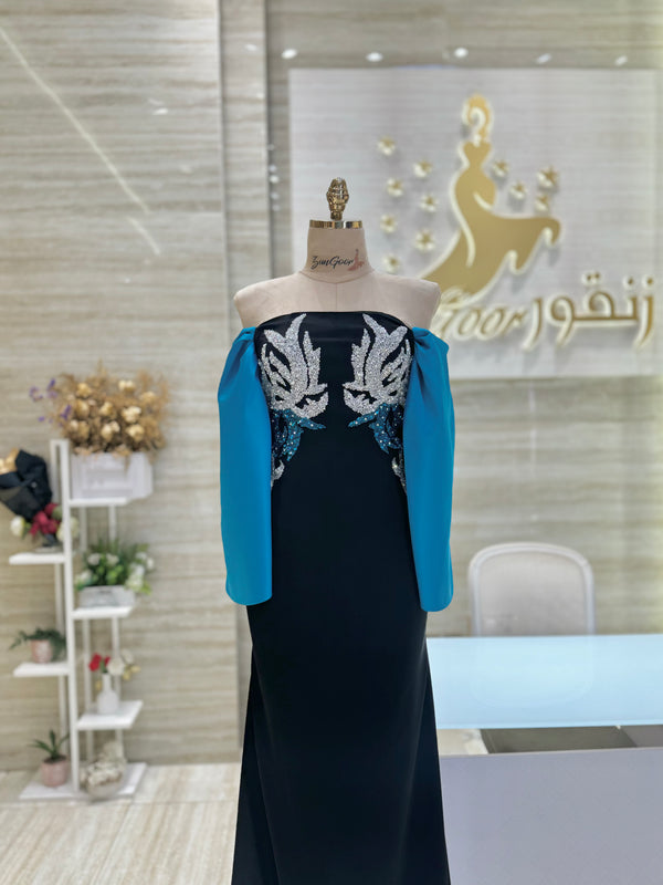Custom-made party dress designed to flatter your figure.