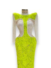 A captivating mauve, double-cloche dress with a flattering waistline, perfect for a special occasion.exclamation