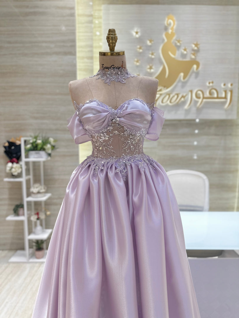 Double cloche, Lavender organza dress ZUNGOOR Double cloche, Lavender organza dress ZUNGOOR