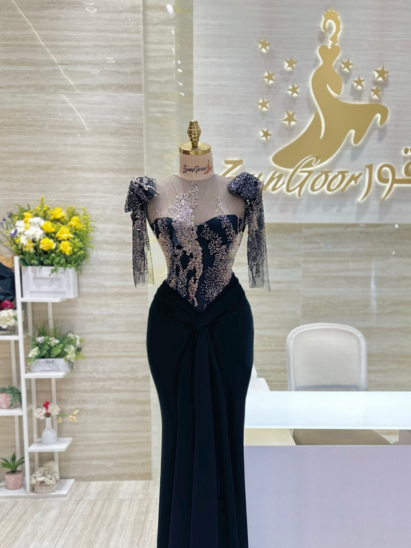 A unique, blue, single-cloche dress crafted with love, perfect for a family gathering.