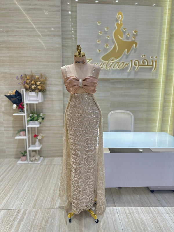 Haute Couture Elegance: A hand-crafted, floor-length gown in white, perfect for a bride on her wedding day.